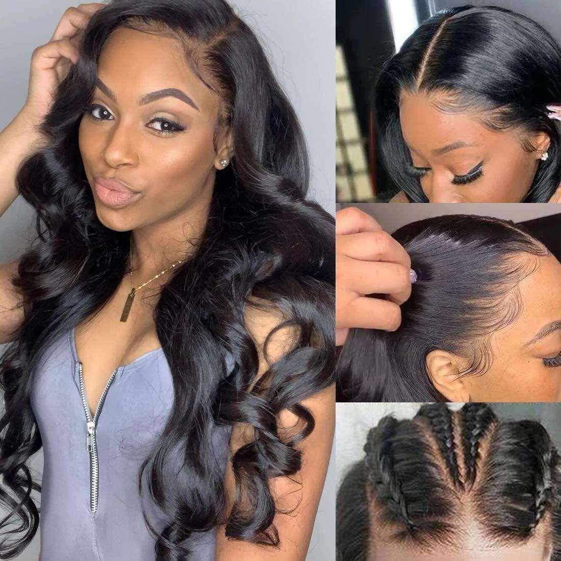 Black Medium Long Curly Front Lace Chemical Fiber Wig