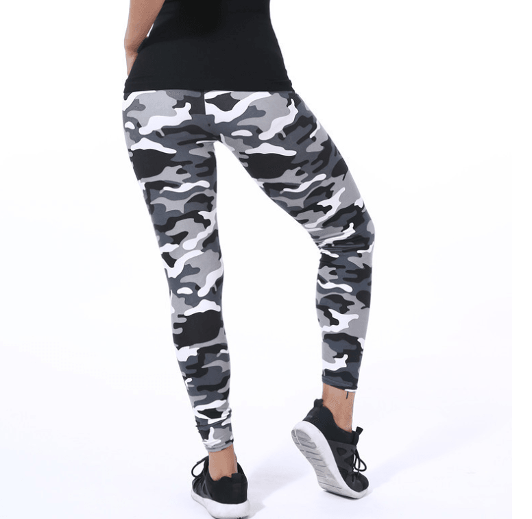 European and American fashion camouflage printed flower leggings - JWHL FASHION