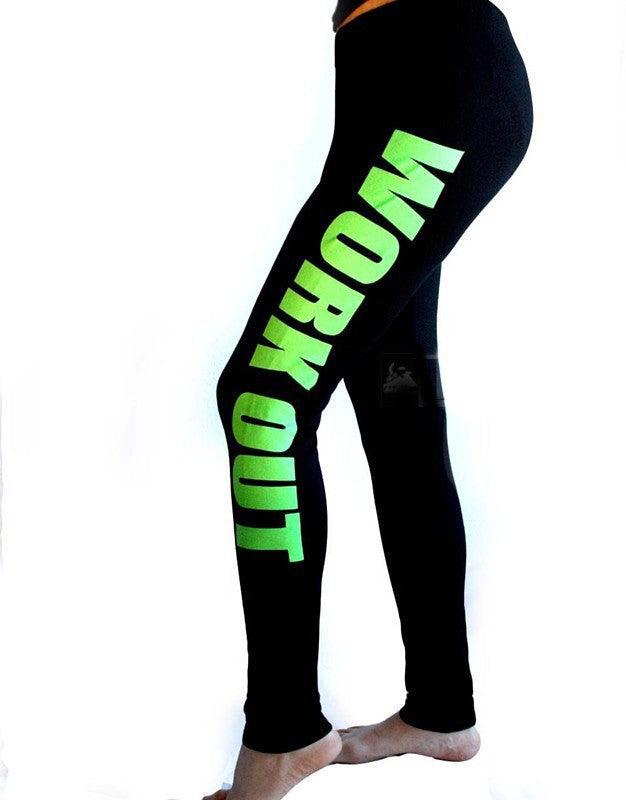 Letter printed cotton leggings mid-rise cropped pants yoga pants - JWHL FASHION