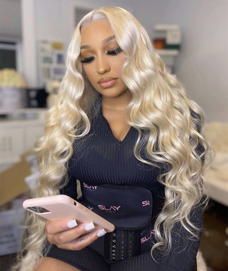 Light Gold Big Wave High Temperature Silk Chemical Fiber Wig - JWHL FASHION