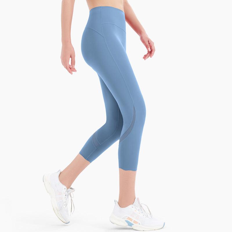 Brushed Yoga Pants Women's Nude Feeling Tight Hips High Waist Running Sports Stretch Fitness Pants Breathable Cropped Pants - JWHL FASHION