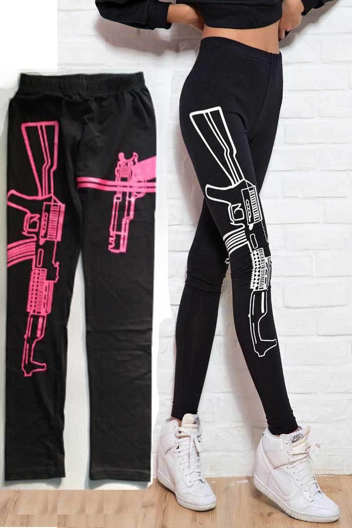 Letter printed cotton leggings mid-rise cropped pants yoga pants - JWHL FASHION