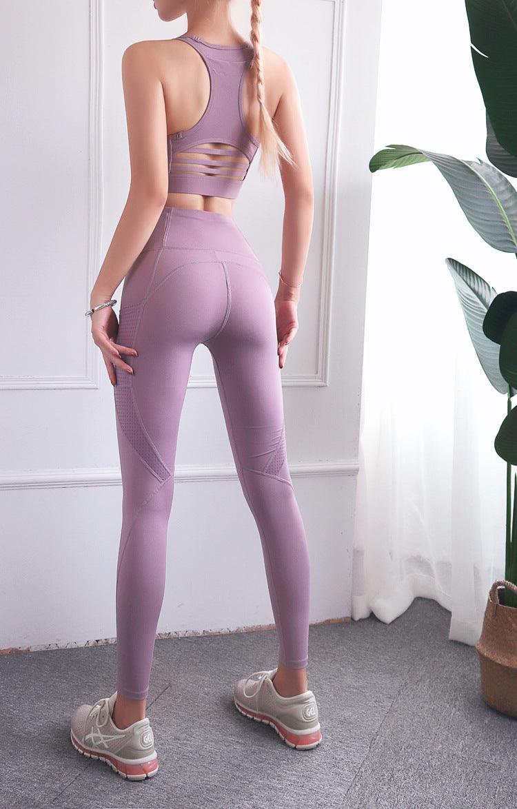 Mesh stitching hip yoga pants - JWHL FASHION