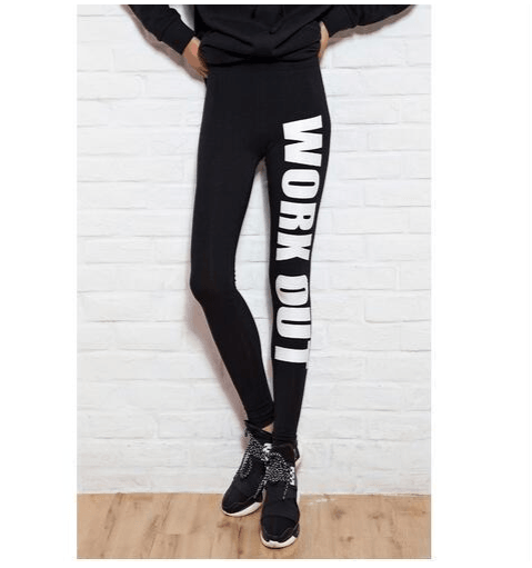 Letter printed cotton leggings mid-rise cropped pants yoga pants - JWHL FASHION