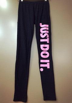 Letter printed cotton leggings mid-rise cropped pants yoga pants - JWHL FASHION