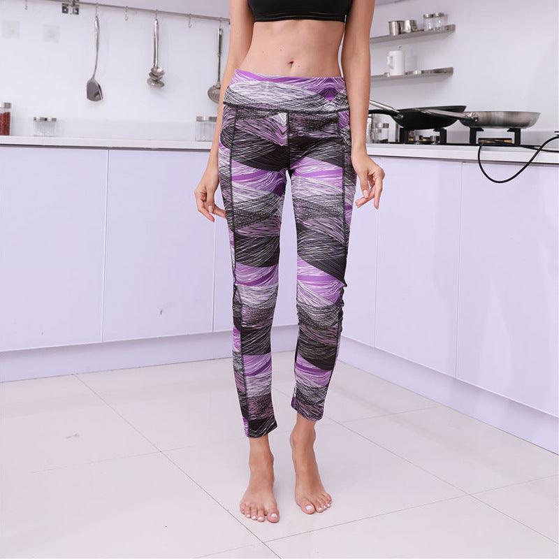 Printed Pocket Slim Leggings Women's Sports Buttocks Yoga Pants - JWHL FASHION
