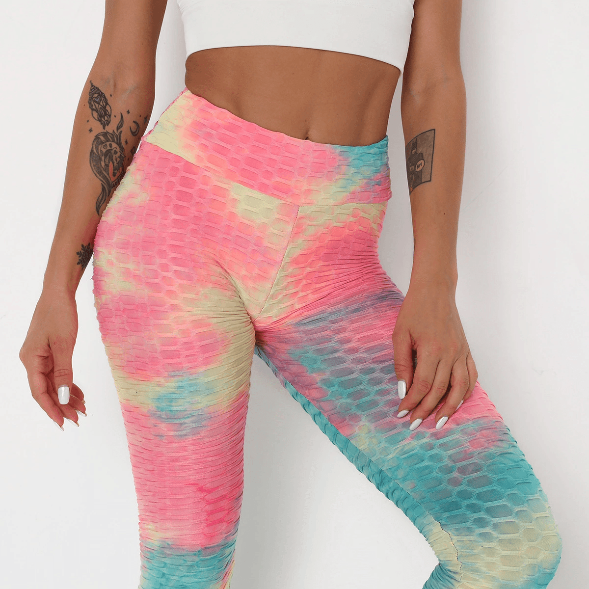 Tie-Dye Bubble Yoga Pants Slim Fit Buttocks Sports Fitness Leggings Women - JWHL FASHION