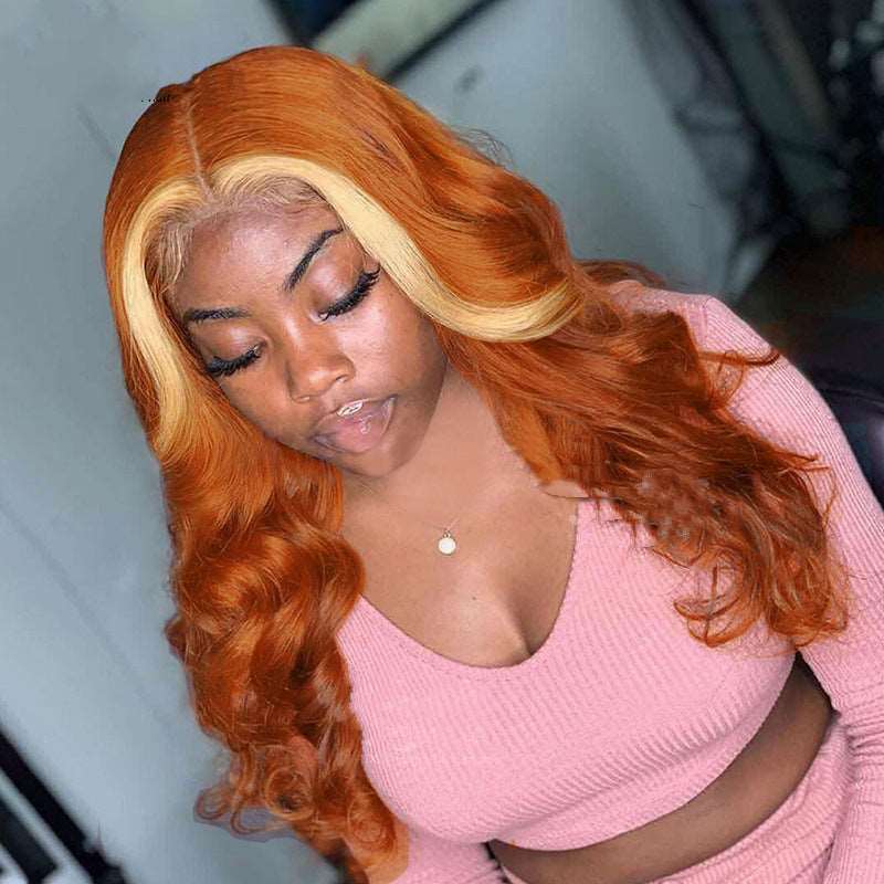 Front Lace Body Wave Human Hair Wig, 350 Highlights Two Strands Wig