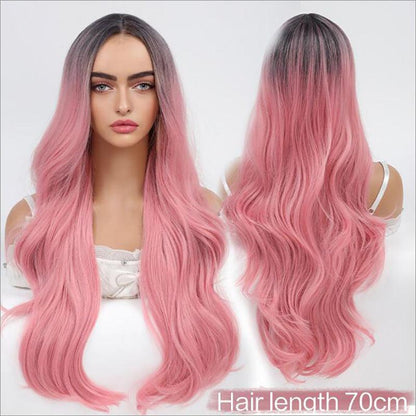 Gradient Pink Chemical Fiber Wig - JWHL FASHION