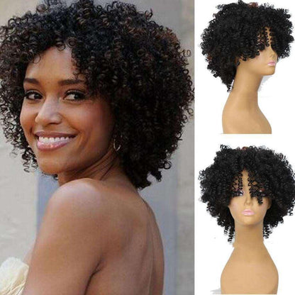 Black short curly hair Chemical Fiber wig