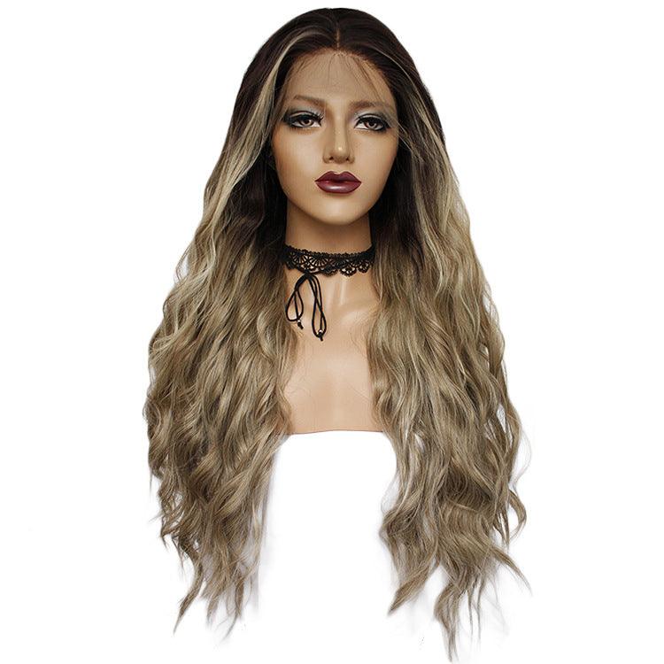 Front lace gradient long curly chemical fiber wig - JWHL FASHION