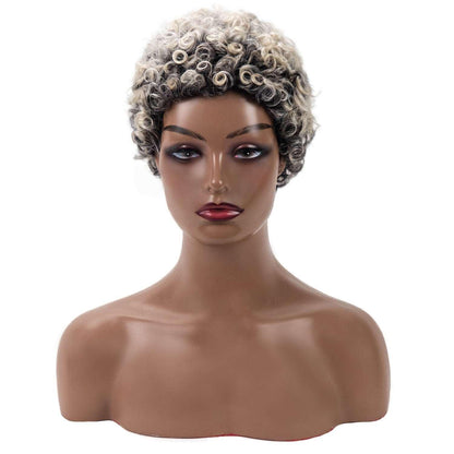 Curly Silver White Chemical Fiber Wig