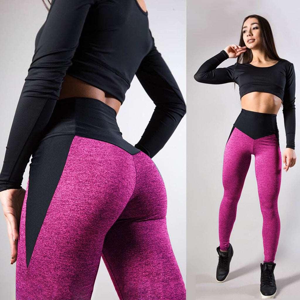 Contrasting Color Stitching Hip-Lifting Slim-Fitting Sports Yoga Leggings