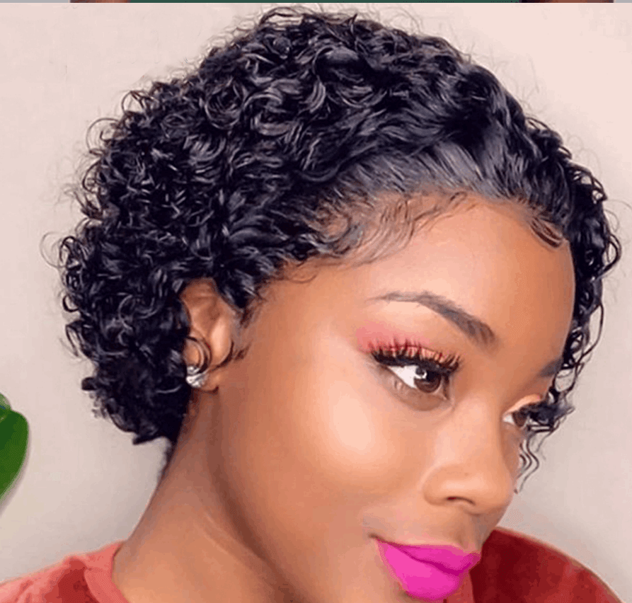 Black Fluffy Short Curly chemical fiber Wig