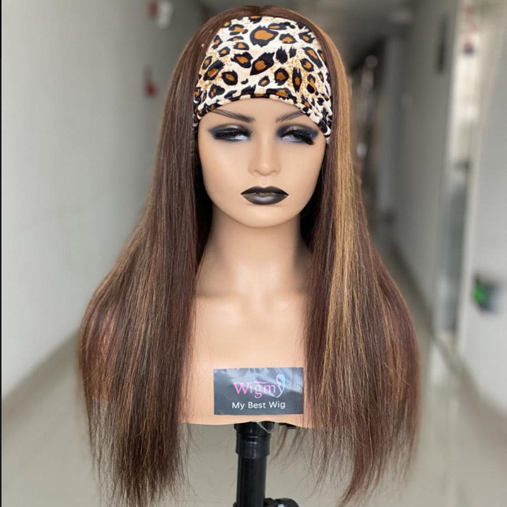 Soft and smooth human hair wig with hairband headgear - JWHL FASHION