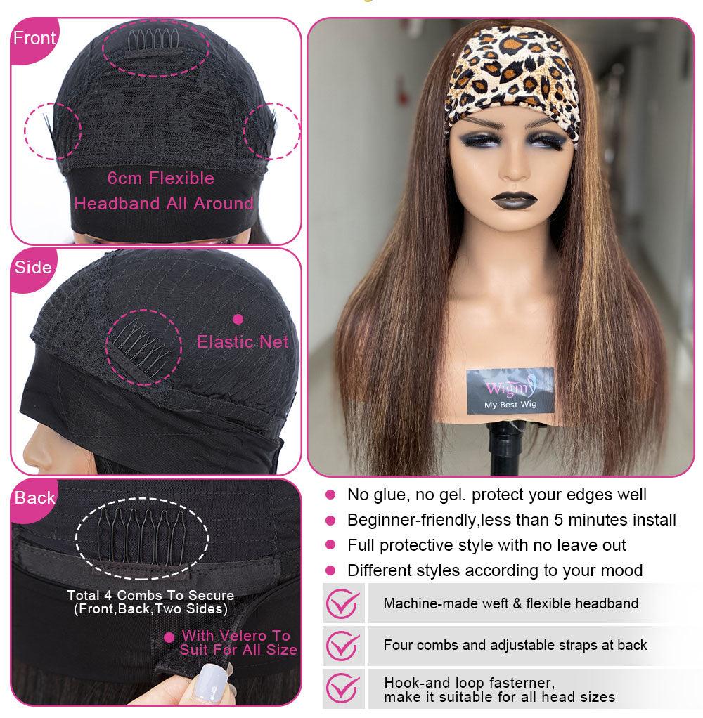 Soft and smooth human hair wig with hairband headgear - JWHL FASHION