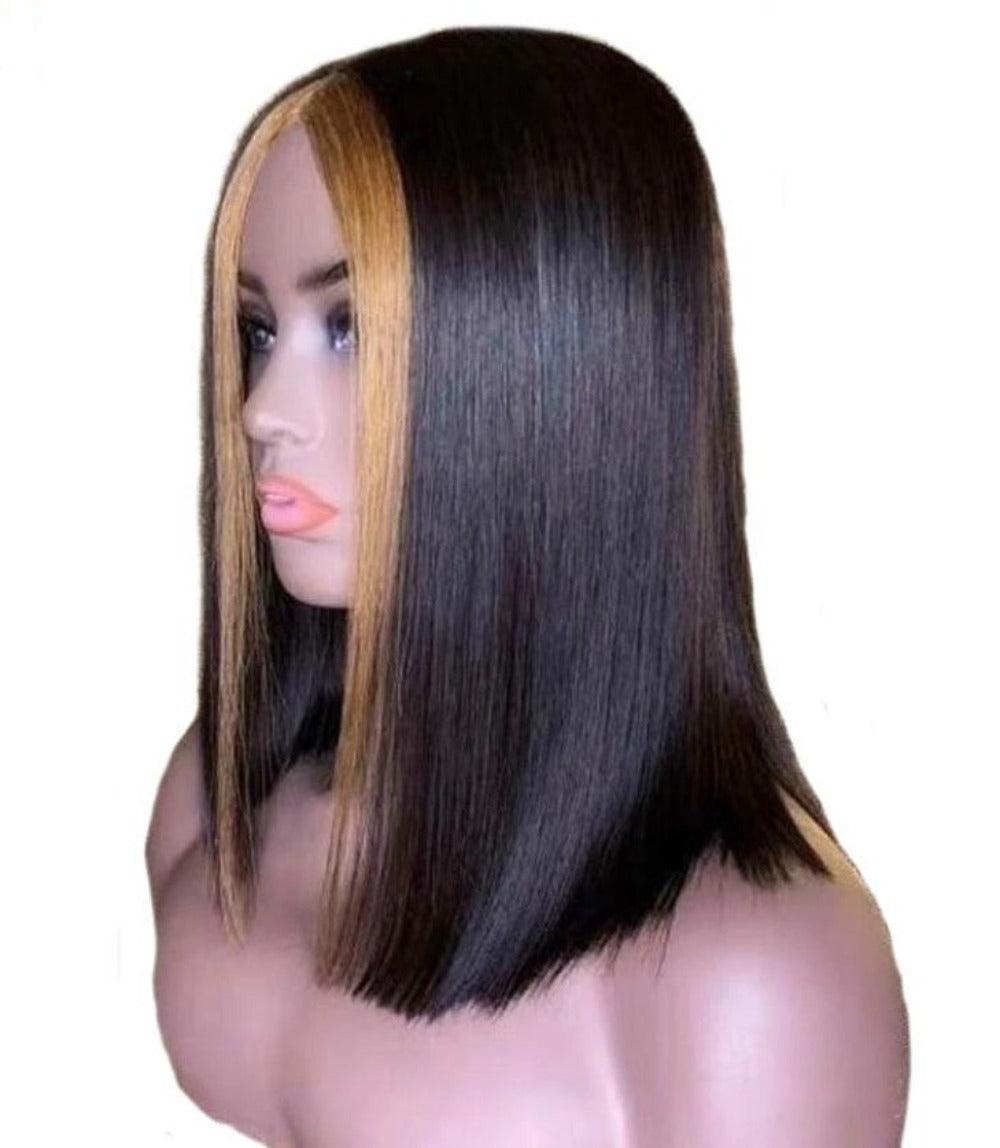 Front Lace Short Straight Blended Human Hair Wig - JWHL FASHION