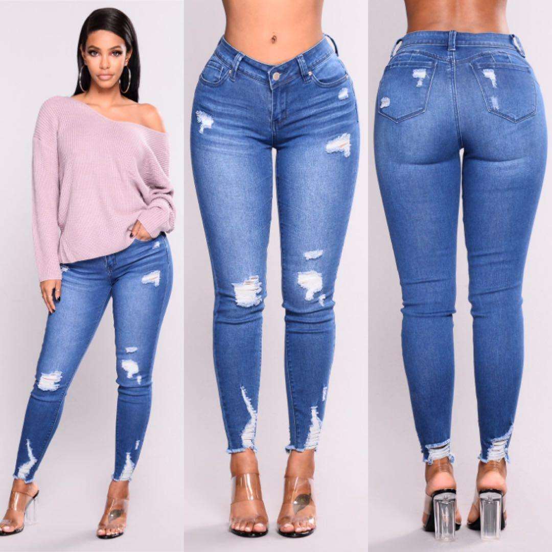 European And American Stretch Ripped High-Waisted Jeans - JWHL FASHION