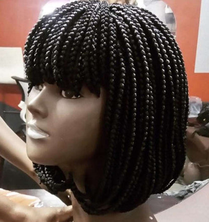 Chemical Fiber Box Braids Wig with Rose Net