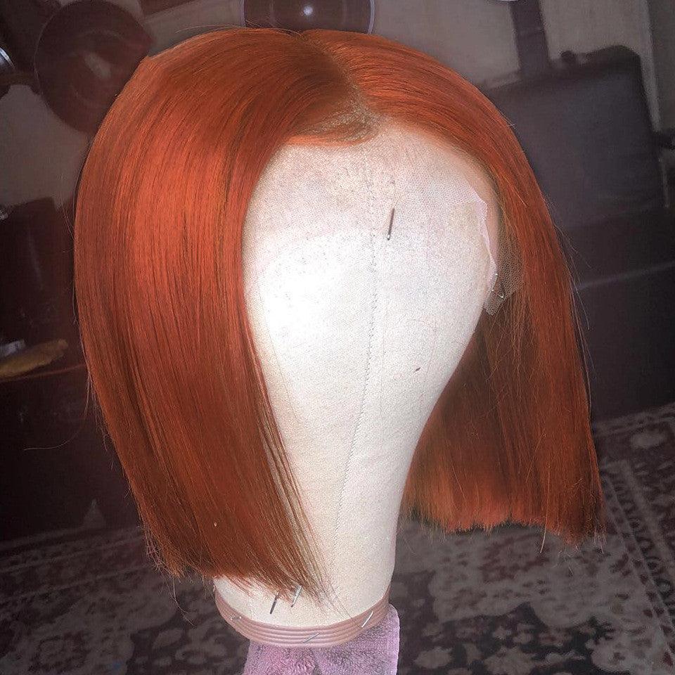 Short Bob Gradient Orange Front Lace Human Hair Wig - JWHL FASHION