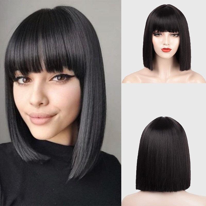 Full-head Short Straight Hair Synthetic Wig - JWHL FASHION