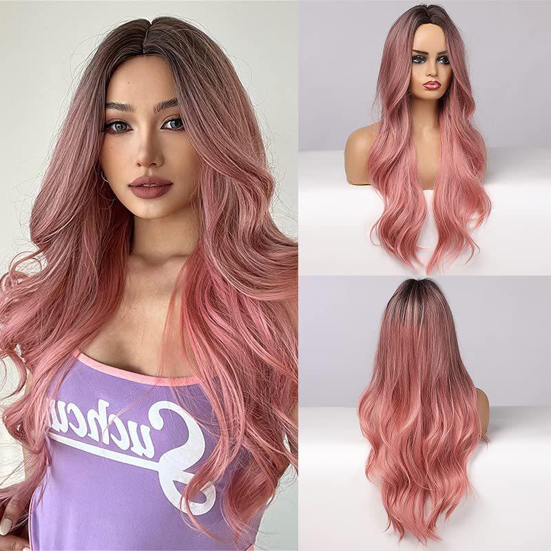 Gradient Pink Chemical Fiber Wig - JWHL FASHION