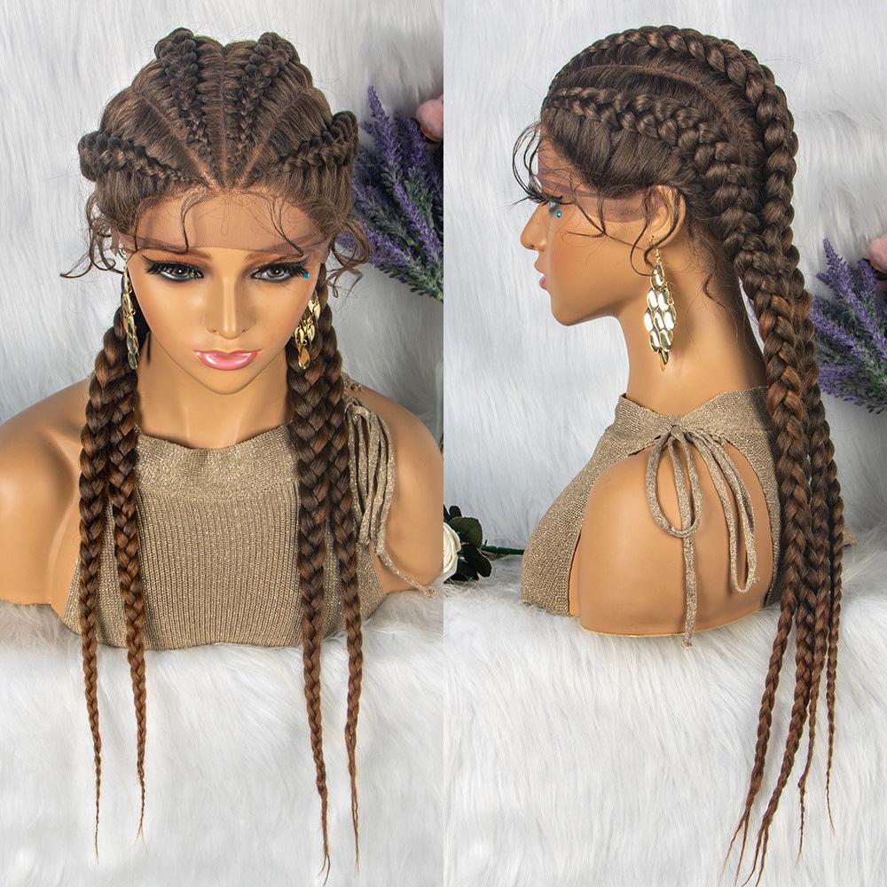 Front Lace Braided Wig With Baby Hair 4 Braids - JWHL FASHION