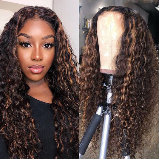 Mixed Color Long Curly Chemical Fiber Wig (Cannot be dyed)