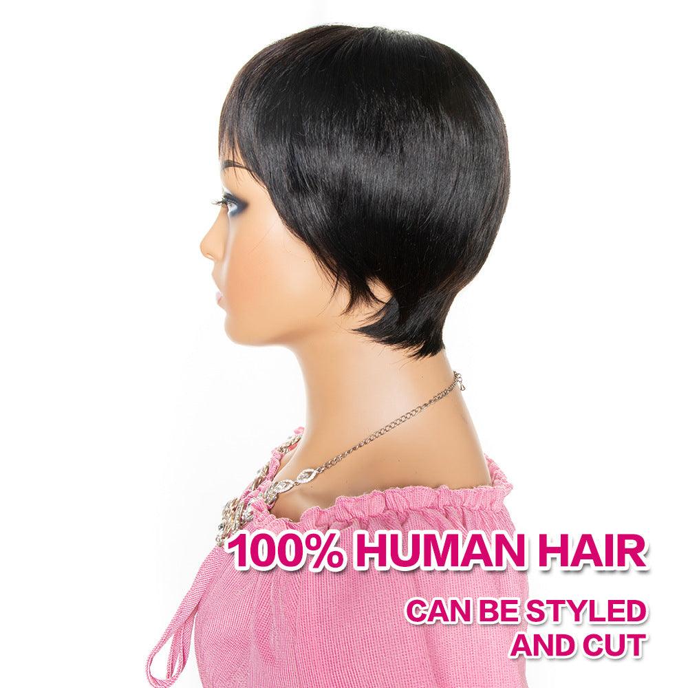 Short Pixie Cut 100% Human Hair Wig With Bang - JWHL FASHION