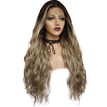 Front lace gradient long curly chemical fiber wig - JWHL FASHION