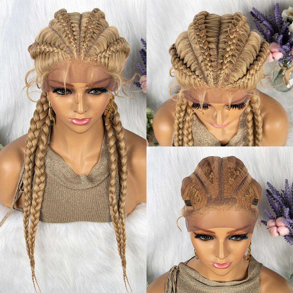 Front Lace Braided Wig With Baby Hair 4 Braids - JWHL FASHION