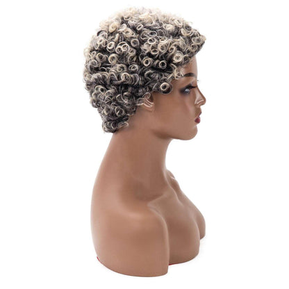 Curly Silver White Chemical Fiber Wig