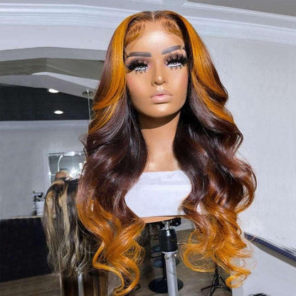 14. Gradient Orange Yellow Blue And Green human hair Wig