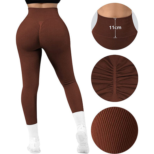 High Waist Seamless Leggings Threaded Knitted Fitness Pants