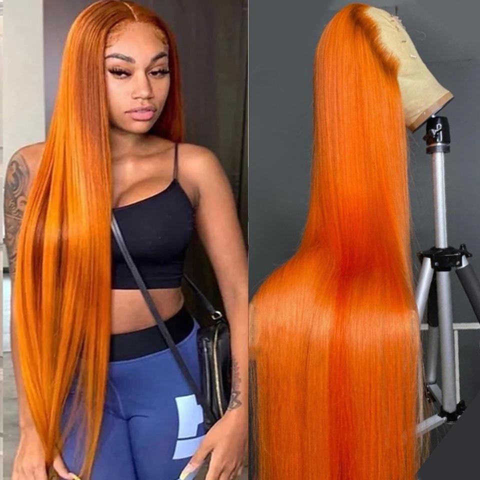 Front Lace Orange Human Hair Wig - JWHL FASHION