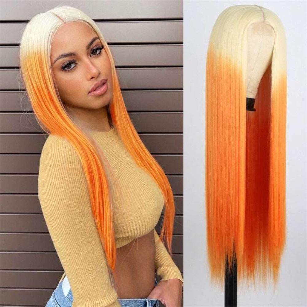 13. New Gradient Medium Short Straight Hair Synthetic Wig