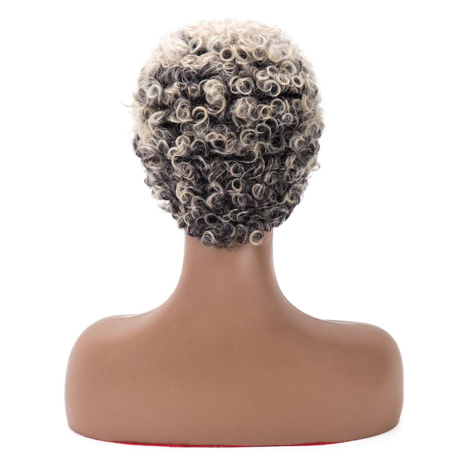 Curly Silver White Chemical Fiber Wig