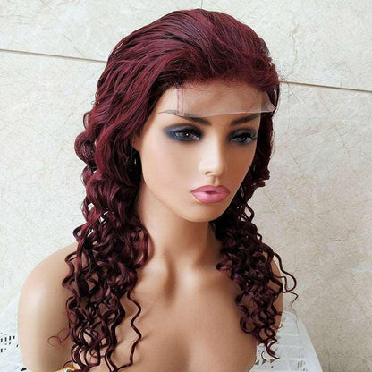 Burgundy Lace Headgear 4x4 Loose Wave Brazilian Human Hair Wig