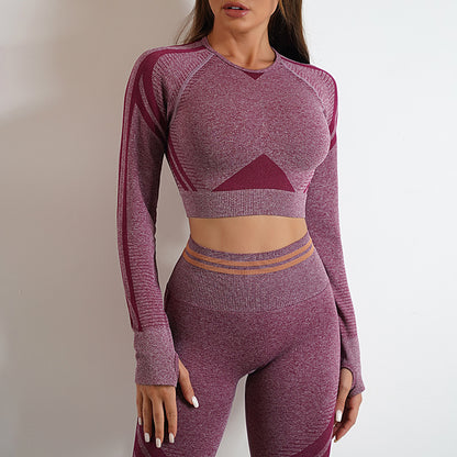 Seamless Long Sleeve & Yoga Pants Leggings,  Butt Lifting Slim Workout Sportswear Clothing