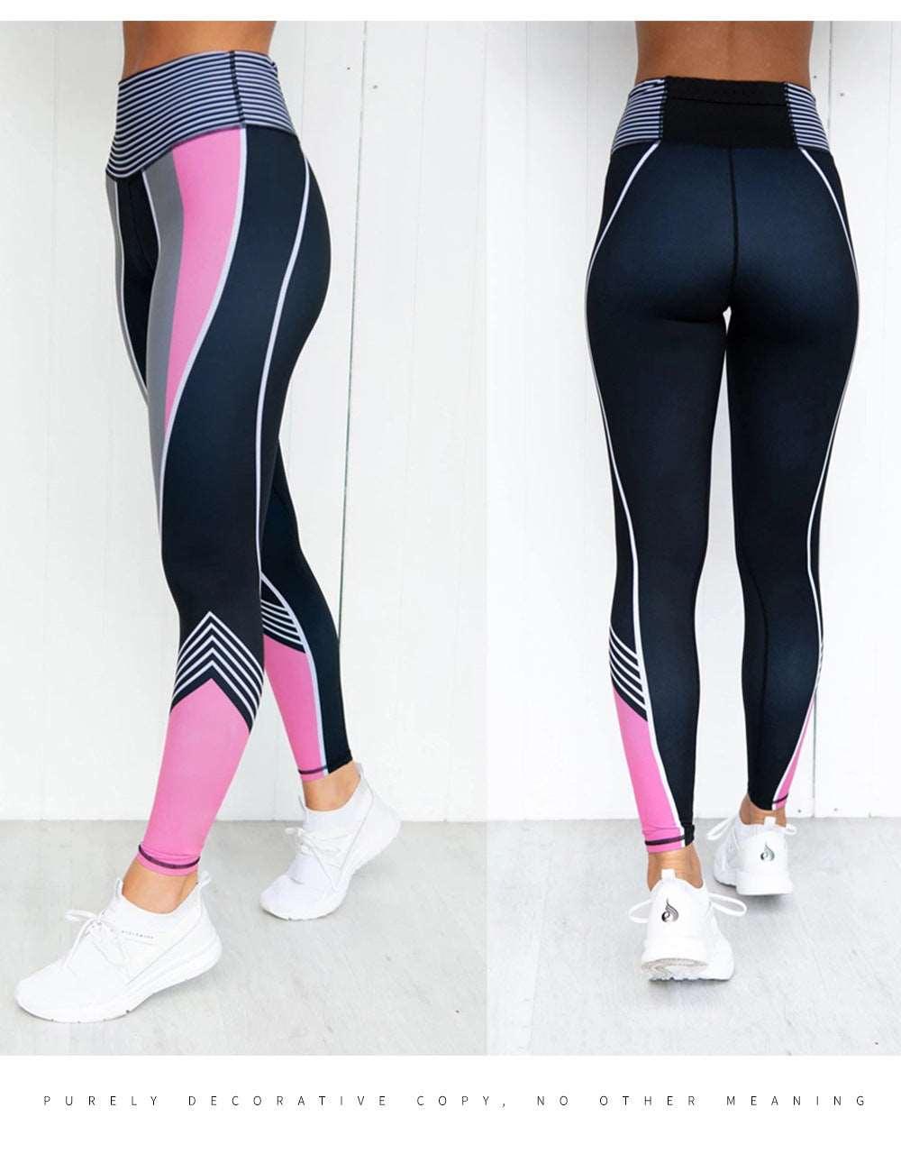 Colorblock 3D Digital Printing Sports Tight Fitness Polyester Pants