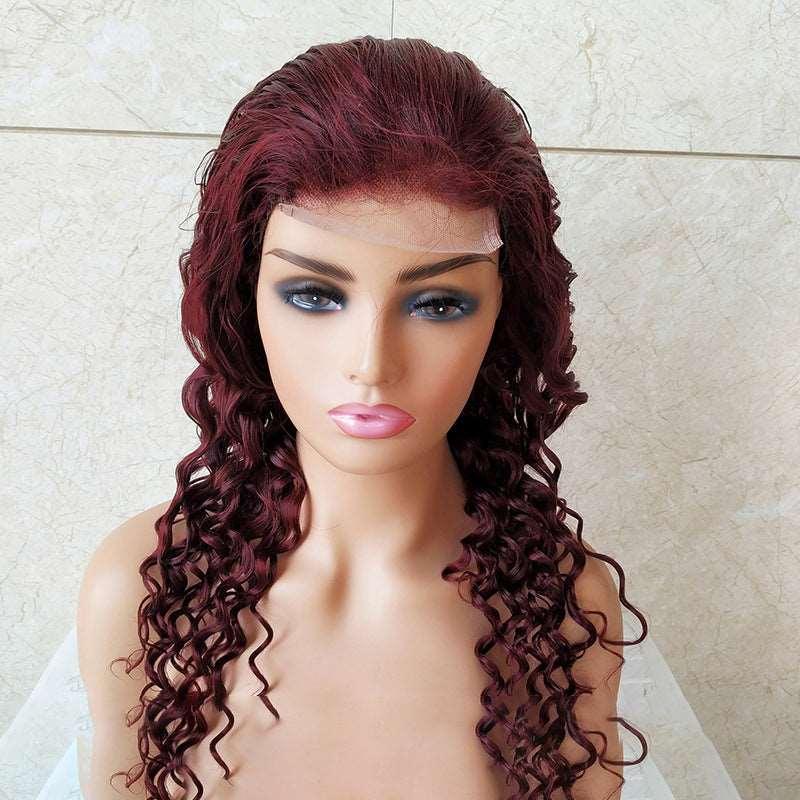 Burgundy Lace Headgear 4x4 Loose Wave Brazilian Human Hair Wig