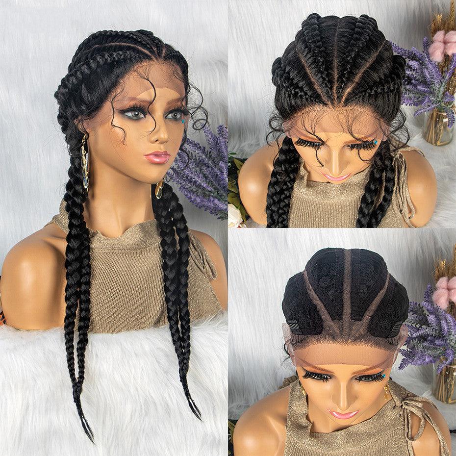 Front Lace Braided Wig With Baby Hair 4 Braids - JWHL FASHION