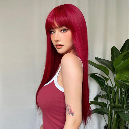 11. Red Long Straight Hair Synthetic Wig - JWHL FASHION