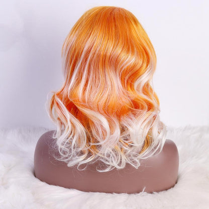 Orange White High-Temperature Silk Synthetic Wig - JWHL FASHION