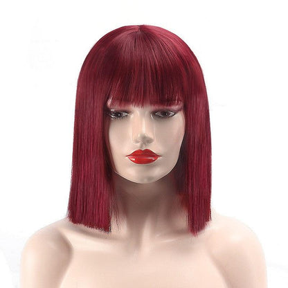 Full-head Short Straight Hair Synthetic Wig - JWHL FASHION