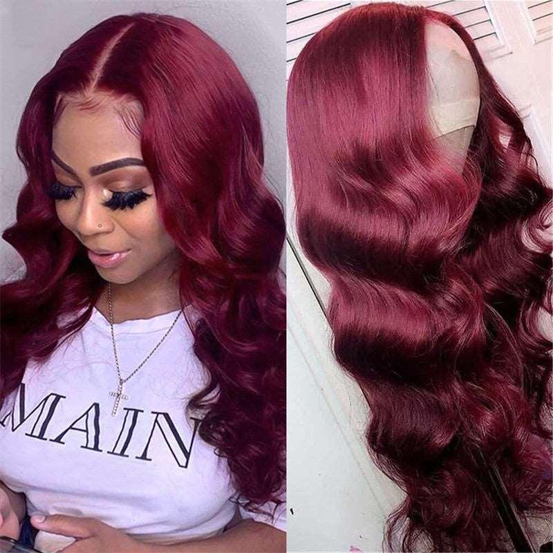 Big Wavy Long Curly Fluffy Wine Red Chemical Fiber Wig - JWHL FASHION