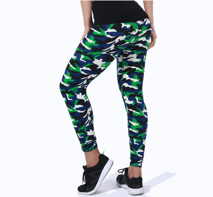 European and American fashion camouflage printed flower leggings - JWHL FASHION