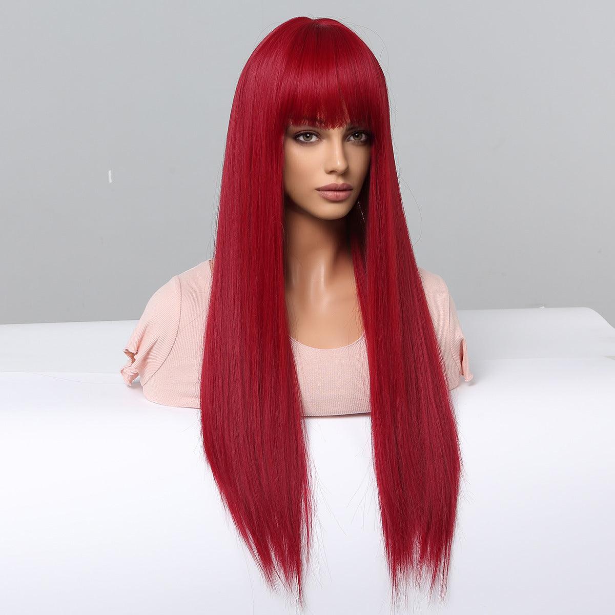 11. Red Long Straight Hair Synthetic Wig - JWHL FASHION