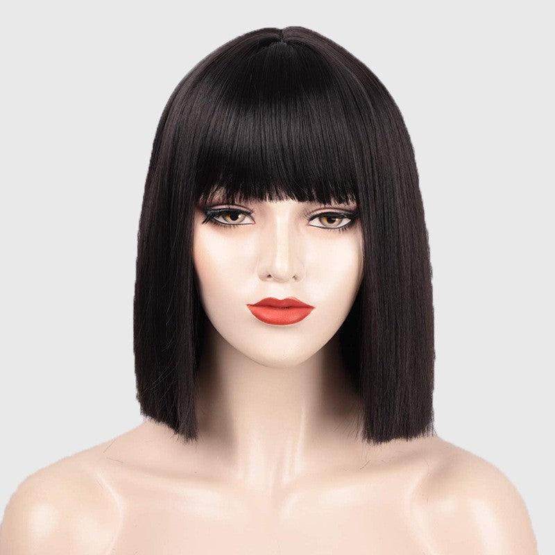 Full-head Short Straight Hair Synthetic Wig - JWHL FASHION