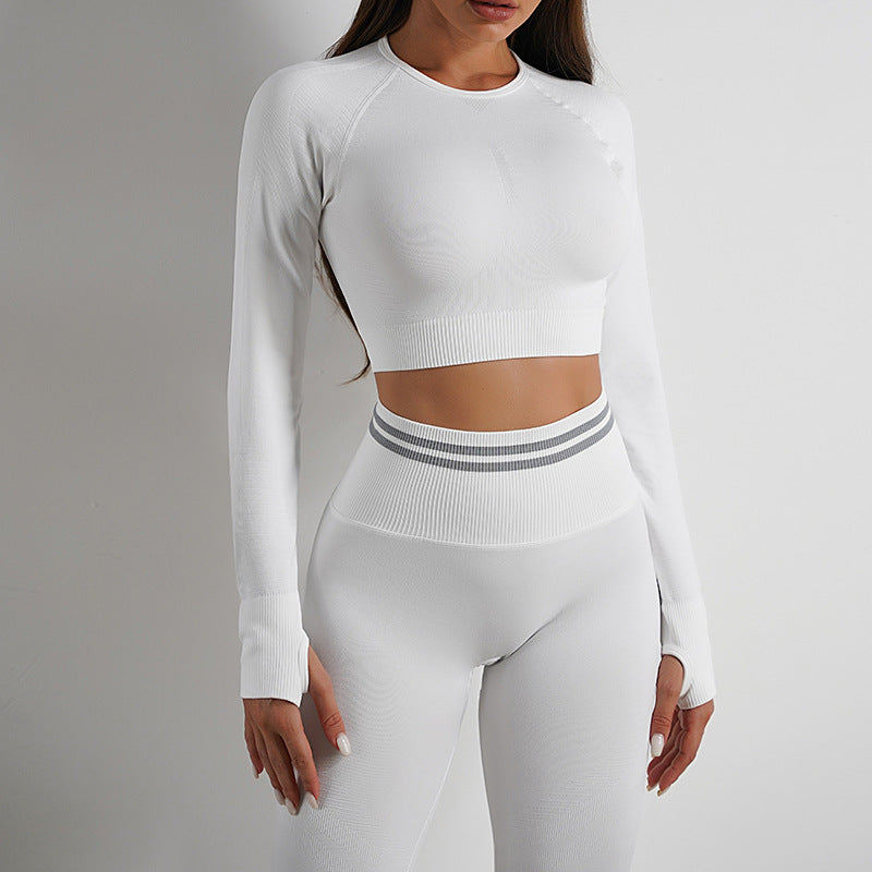 Seamless Long Sleeve & Yoga Pants Leggings,  Butt Lifting Slim Workout Sportswear Clothing